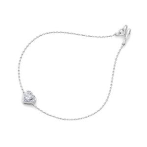 Dainty Diamond Bracelet  - 1/2 Ctw Heart Lab Created Diamond, White Gold