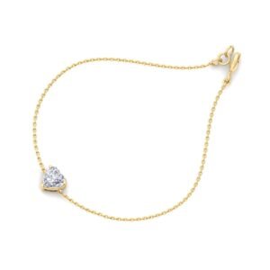 Dainty Diamond Bracelet - 1/2 Ctw Heart Lab Created Diamond, Yellow Gold