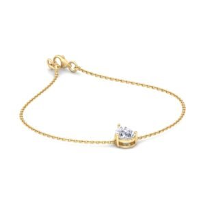 Dainty Diamond Bracelet - 1/2 Ctw Pear Lab Created Diamond, Yellow Gold
