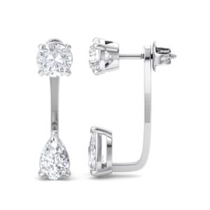 Dew Drop Ear Jacket - 2 Ctw Round And Pear Lab Created Diamond, White Gold