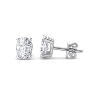 Classic Solitaire Stud - 1/2 Ctw Oval Lab Created Diamond, White Gold