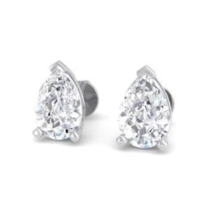 Classic Solitaire Stud - 1 Ctw Pear Lab Created Diamond,, White Gold