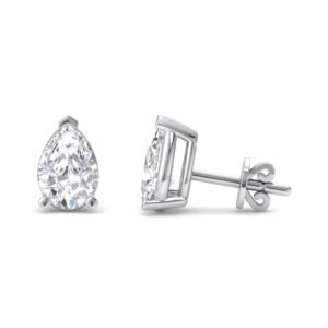 Classic Solitaire Stud - 1 Ctw Pear Lab Created Diamond,, White Gold