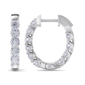 Inside Out Round hoops - 5 Ctw Round Lab Created Diamond, White Gold
