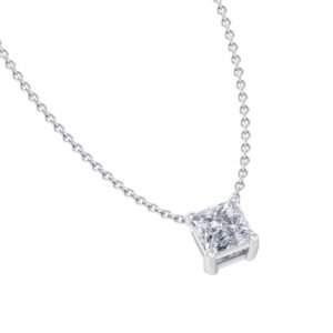 Classic Solitaire Pendant - 1/2 Ctw Princess Lab Created Diamond, white Gold