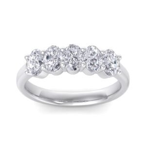 Five Stone Band - 1 1/4 Ctw Oval Lab Created Diamond, White Gold
