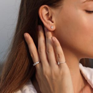 The Pinky Promise Ring - Pear Shape Lab Created Diamond, White Gold