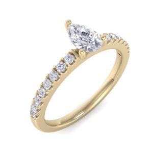 The Pinky Promise Ring - Pear Shape Lab Created Diamond, Yellow Gold