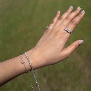 Dainty Diamond Bracelet - 1/2 Ctw  Emerald Lab Created Diamond, White Gold
