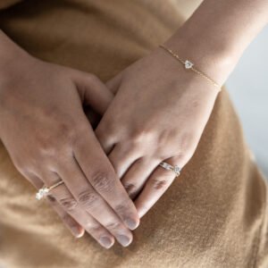 Dainty Diamond Bracelet - 1/2 Ctw Heart Lab Created Diamond, Yellow Gold